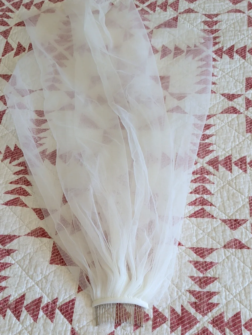 White Bridal Veil with Comb